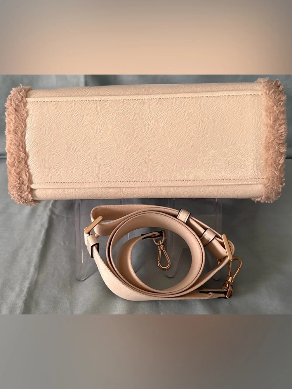 Kate Spade Jett Faux Shearling Trim Tote in Meringue or Cream Color - Picture 7 of 12